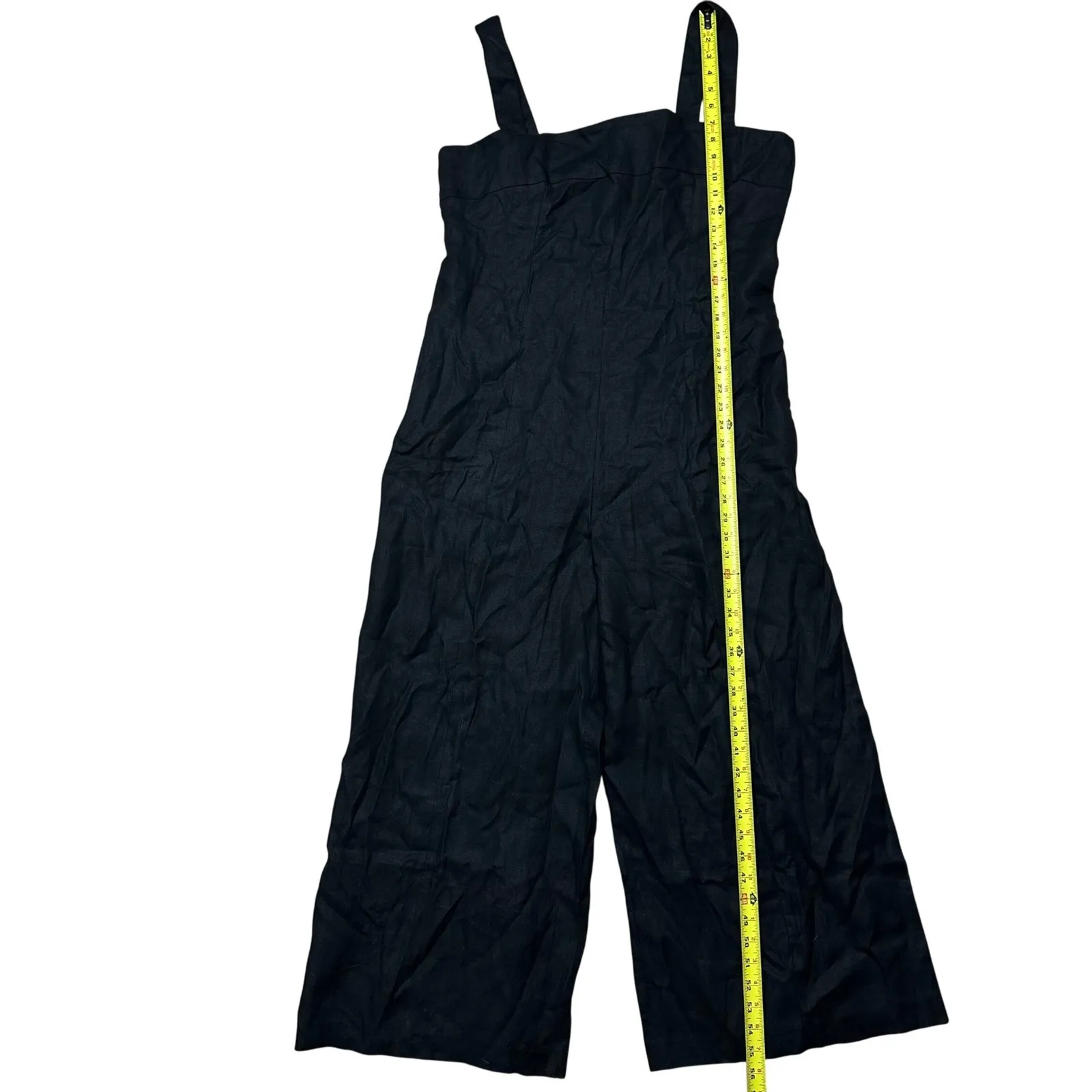 NWT Madewell Women's Black Squareneck Wide-Leg Jumpsuit 100% Linen Size 16 - Image 5