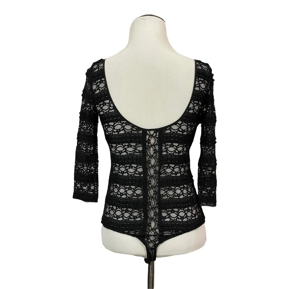 Cinq A Sept Marla Silk Lace Bodysuit - Black - Small - Image 5