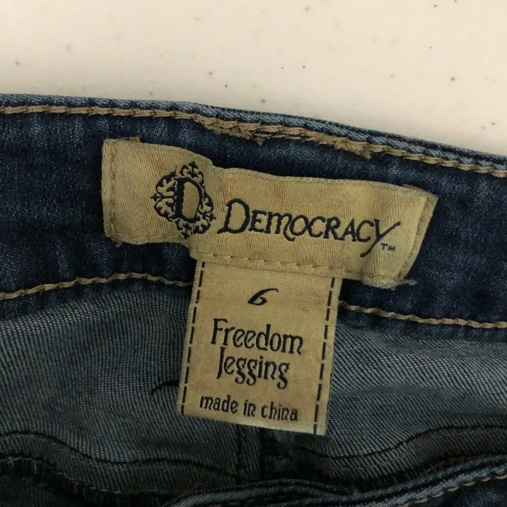 Democracy Womens Jeans Freedom Jegging Distressed Dark Wash Stretch Size 4 - Image 3