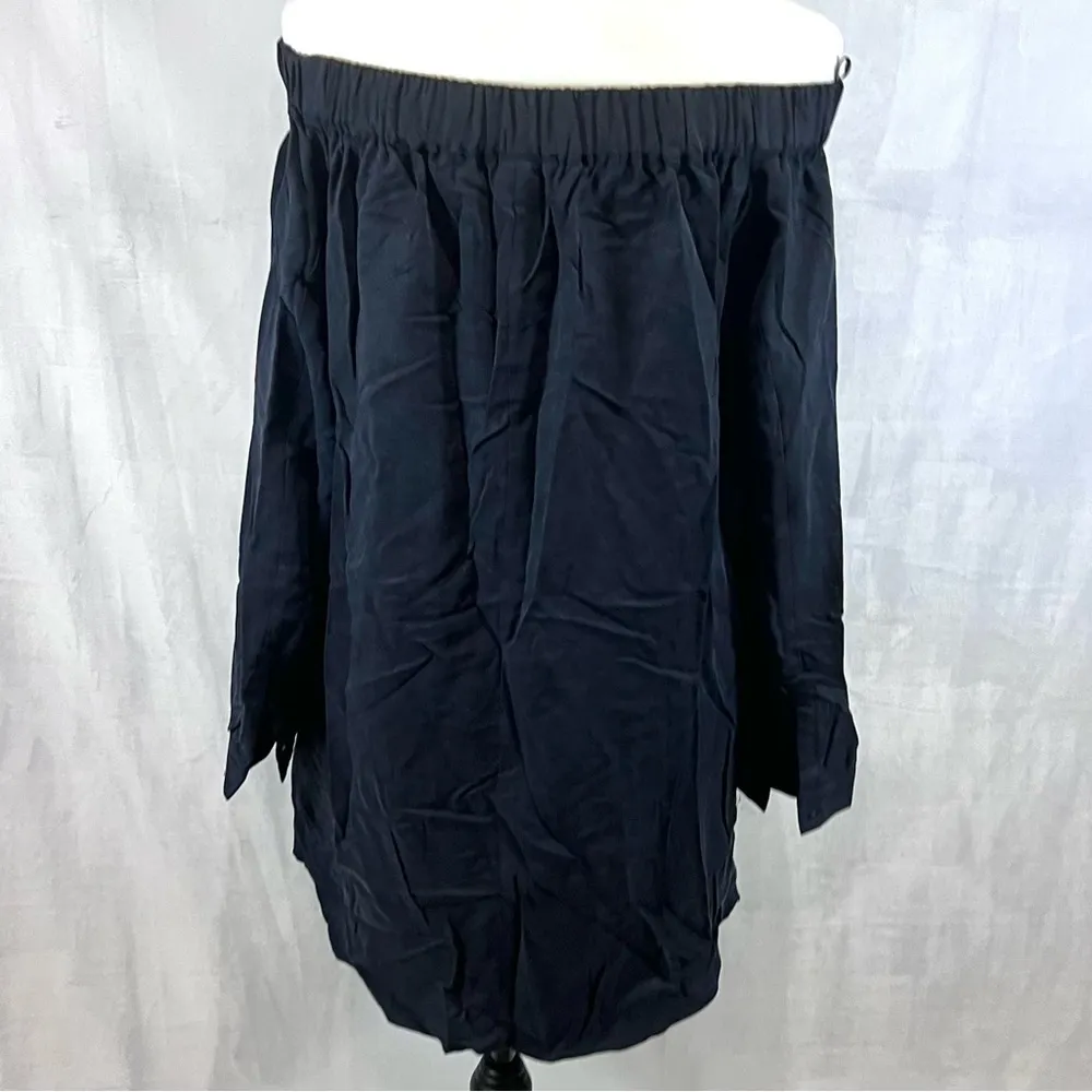 H&M dark navy long sleeve off shoulder shirt dress with pockets size 6 NWT - Image 7