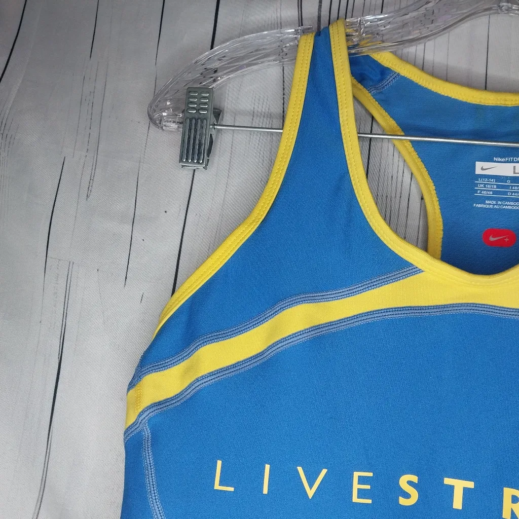 Nike Fit Dry Blue and Yellow LIVESTRONG Racerback Tank Top - Image 5