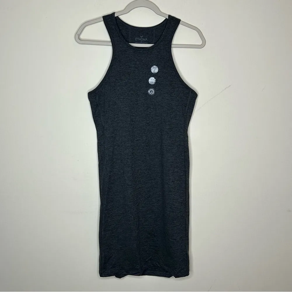 Ethona Activewear Dress Gray Sleeveless Cutout Back Built In Padded Bra NEW XL - Image 3