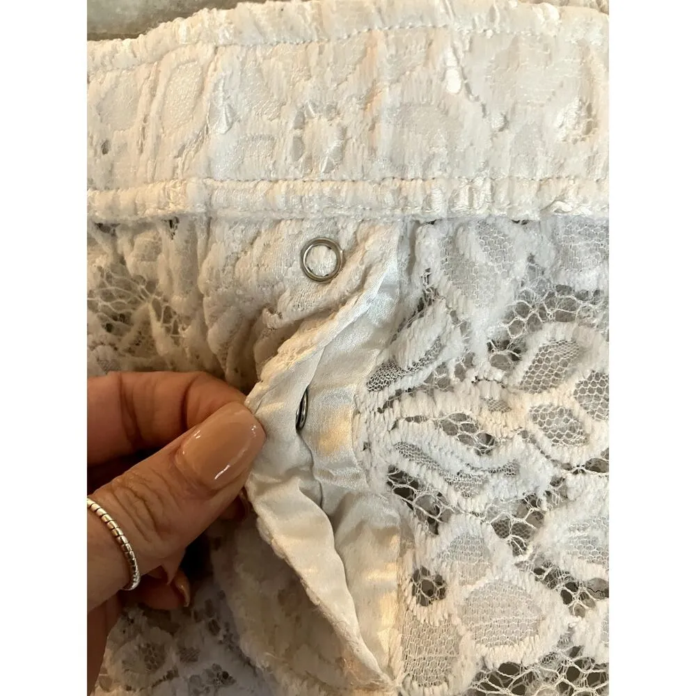 by ANTHROPOLOGIE Sheer Lace Boxer Shorts White Size Large L LOUNGEWEAR FEMININE - Image 4