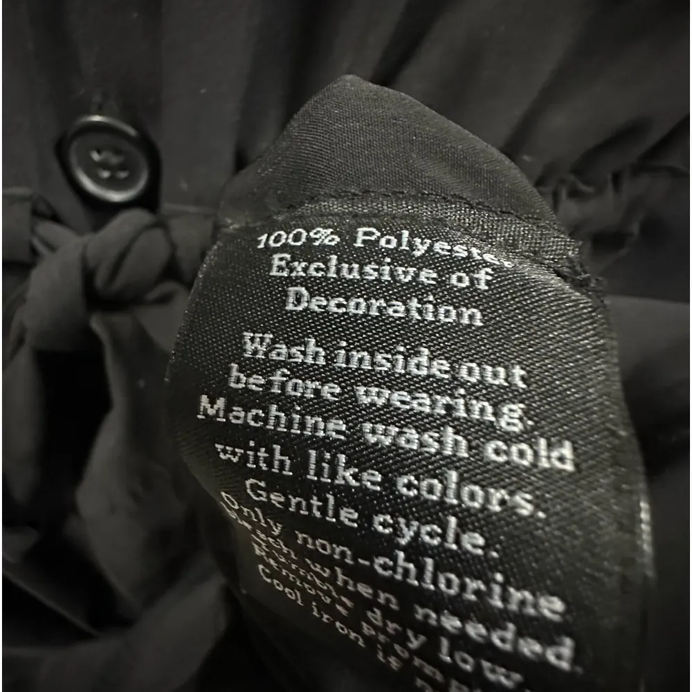 Rock & Republic Black Short Sleeve V Neck Tie Waist Button Up Shirt Dress XS - Image 9