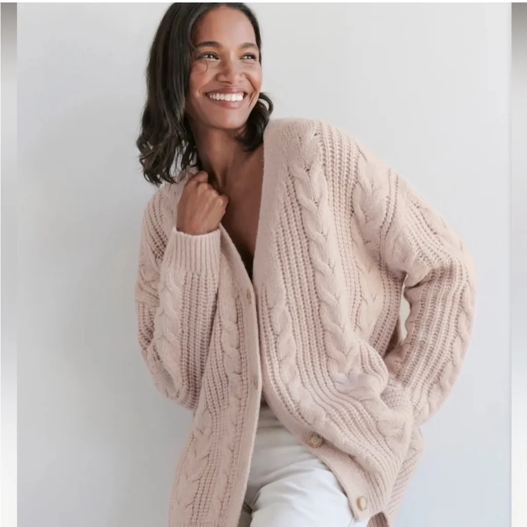 New With Tags Jenni Kayne Blush Cable Cocoon Cardigan - Image 2
