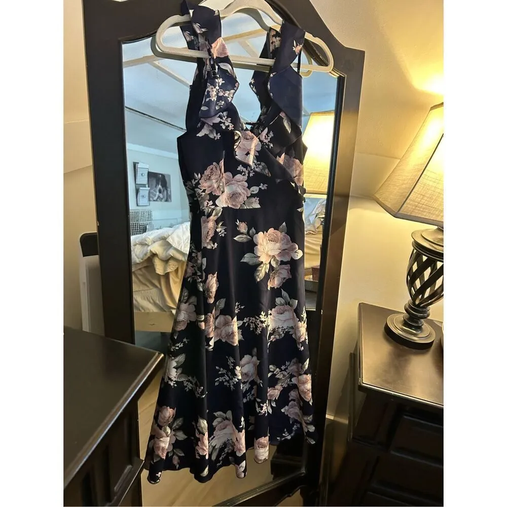 NEW PopReal Mommy and Me Floral Midi Dress “Mom Medium” Blue - Image 2