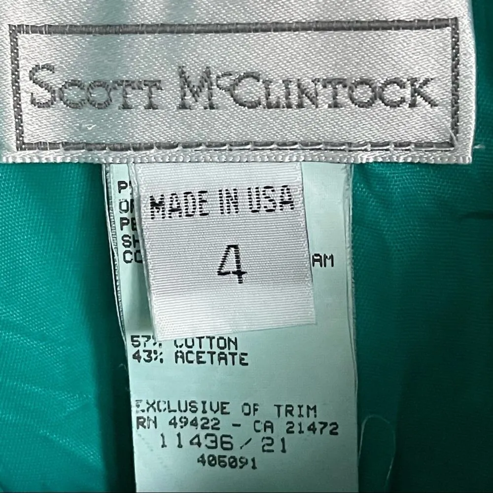 Vintage 90s Prom Party Dress Size 4 Pencil Peplum Size 4 Scott McClintock Brocad Blue - Image 4