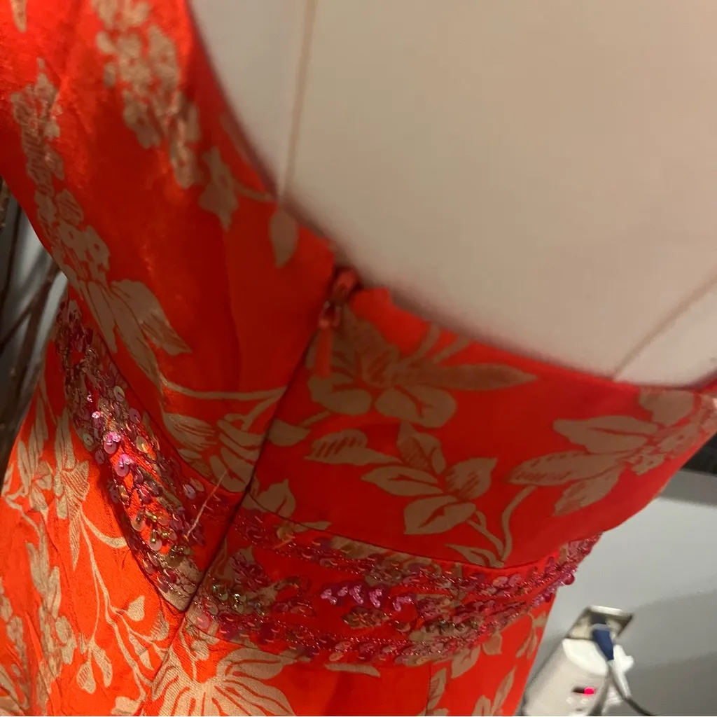 🌺NWT MONSOON ORANGE PRINTED MIDI DRESS WITH BEADING SIZE 6🌺 - Image 7