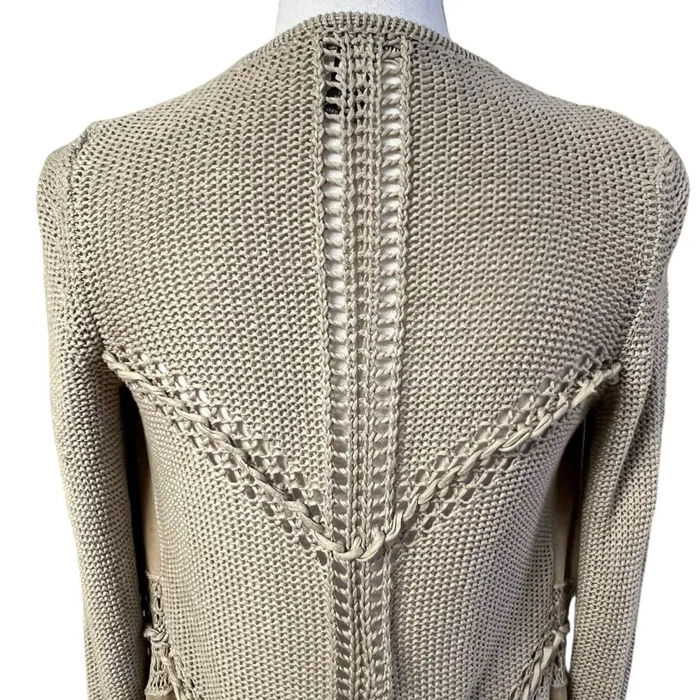 INC International Concept Boho Western Cardigan Sweater Size S Fringe Faux Suede - Image 5