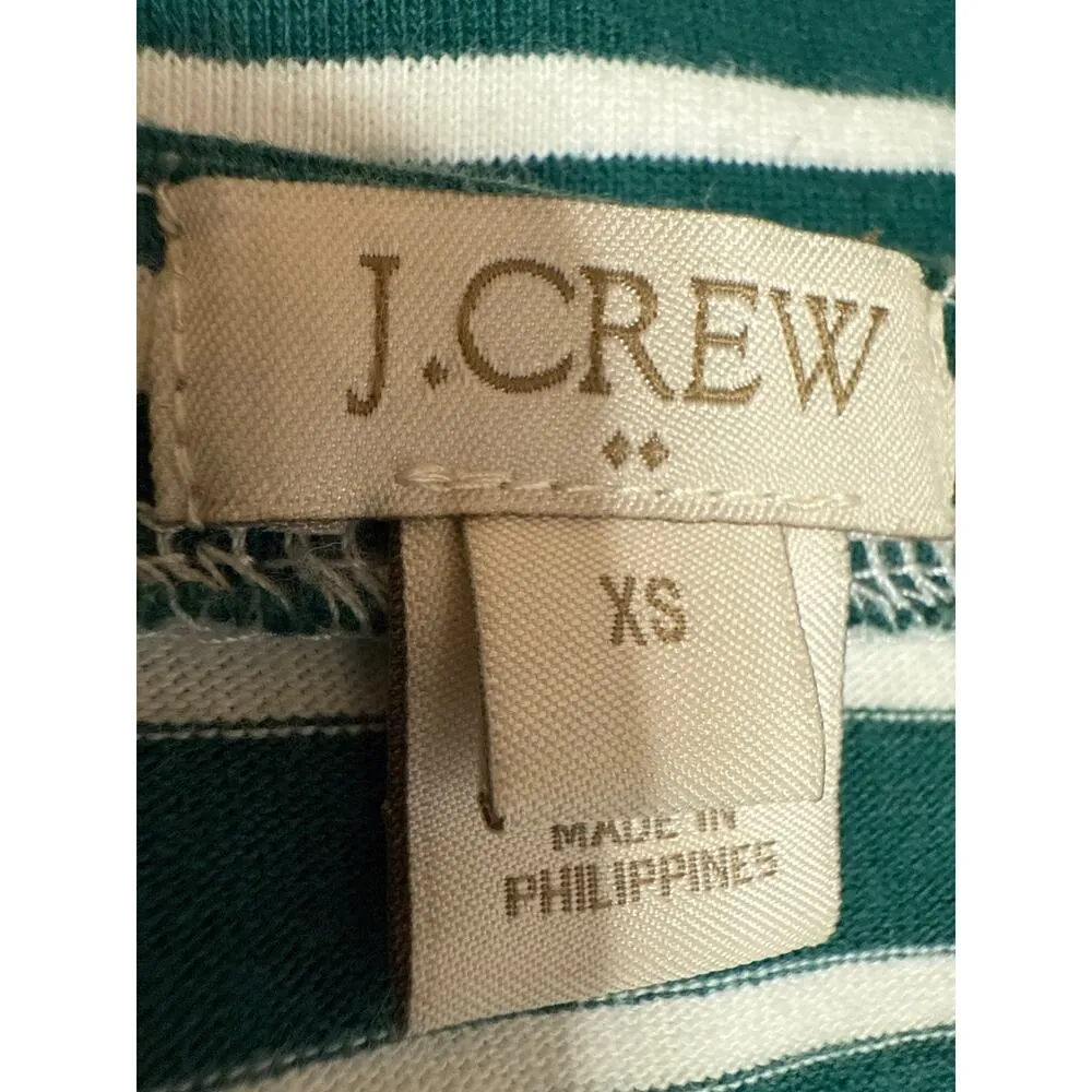 J.Crew Womens Green White Striped Knit Long Sleeve Crew Neck Sweater Top Size XS - Image 3