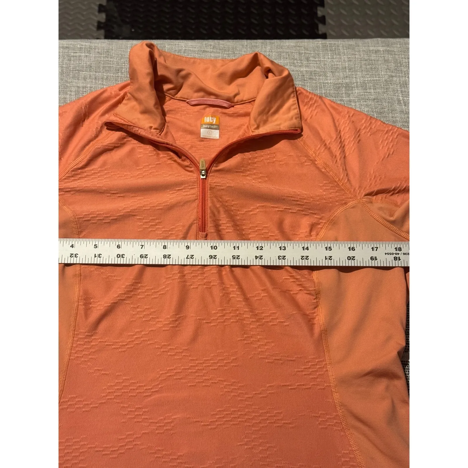 Lucy Tech Orange Textured Quarter Zip Pullover Athletic Shirt Women's Size L Size L - Image 3