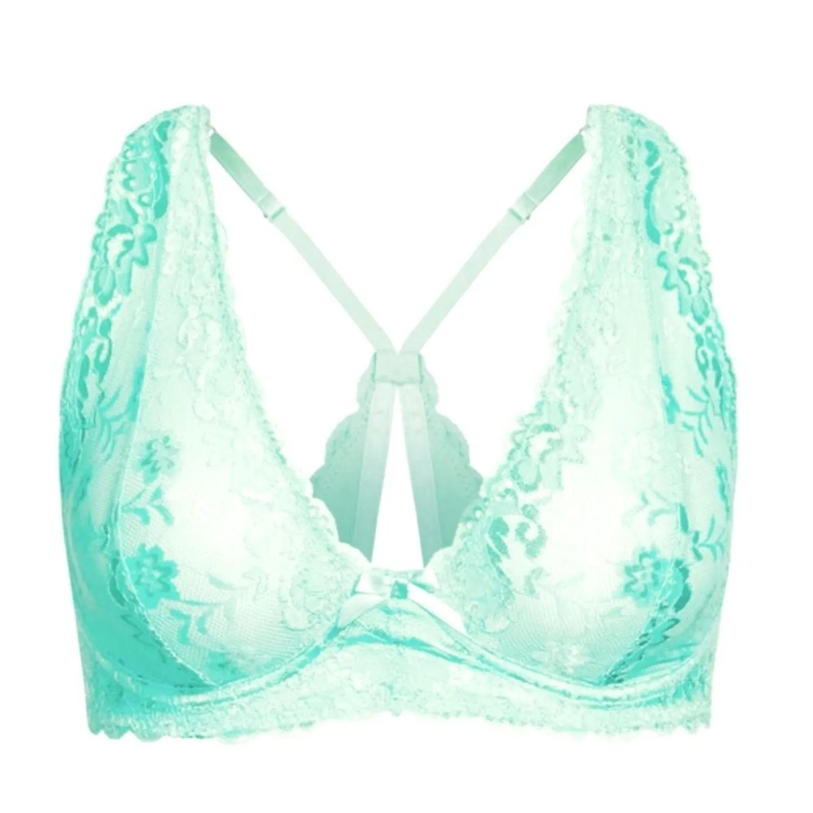 City Chic Fox & Royal Bralette Bra Plus 18 2X Zoey Mint‎ Leaf Lace Racerback NWT Green - Image 4