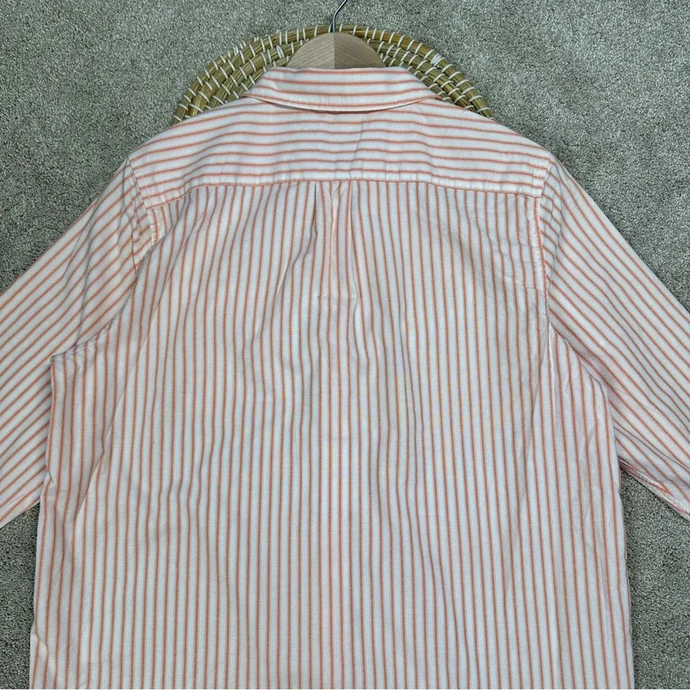 Lands’End Women’s Butto Down Shirt Top Stripes Classic Longsleeve White Orange M - Image 8