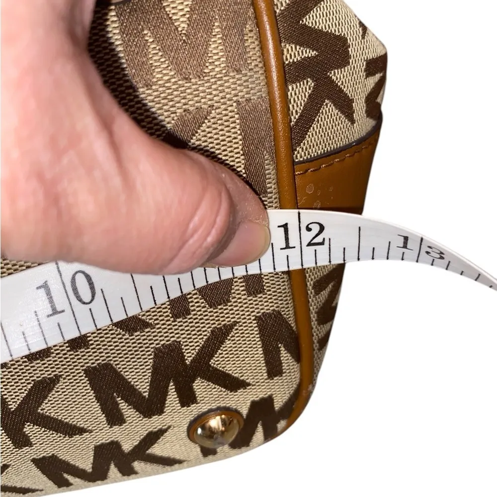 Michael Kors Jet Set brown & tan canvas Logo Tote Handbag satchel shoulder Purse - Image 12