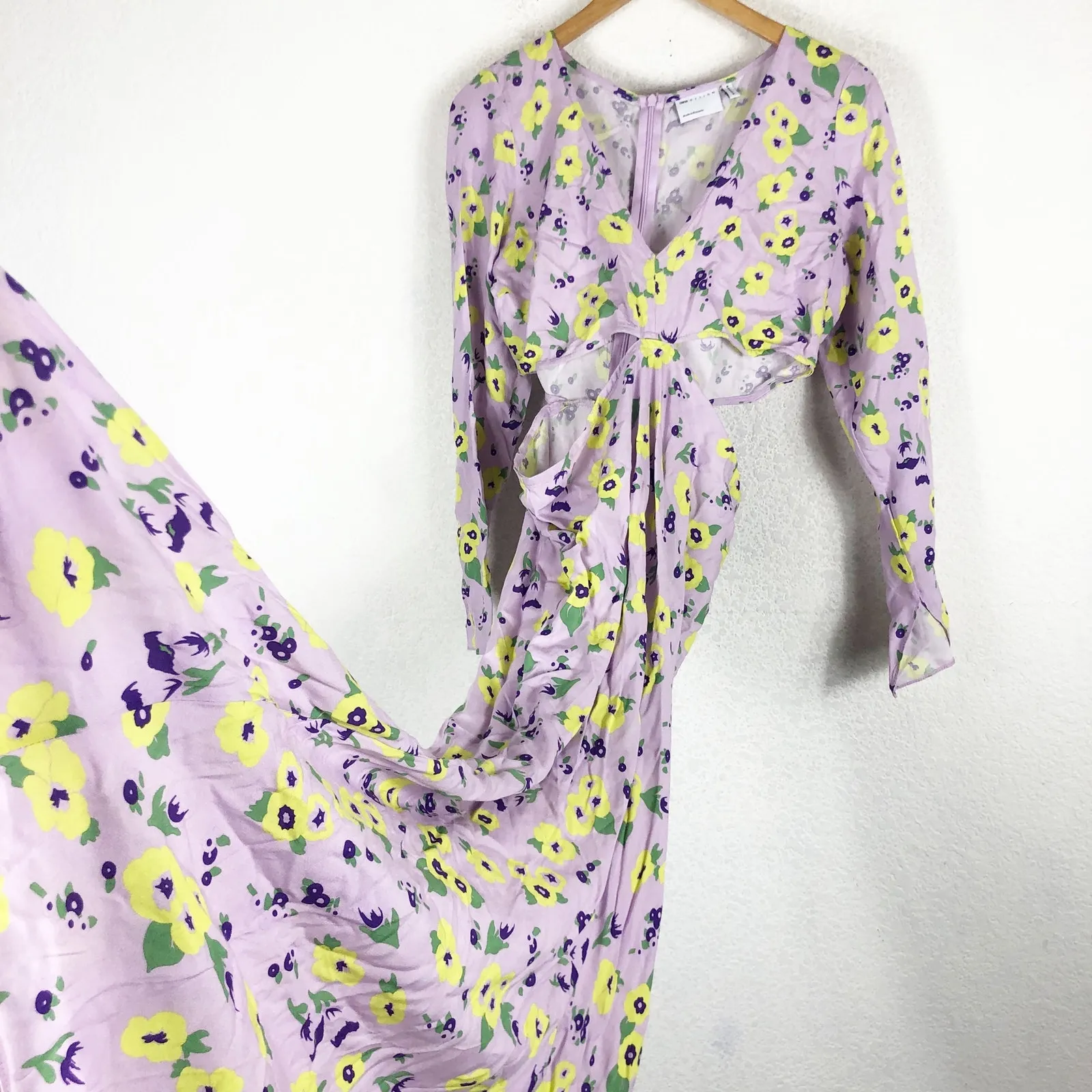NWT ASOS Cut Out Side Maxi Dress Size 10 Lilac Floral Long Sleeve Fairy Coquette - Image 13