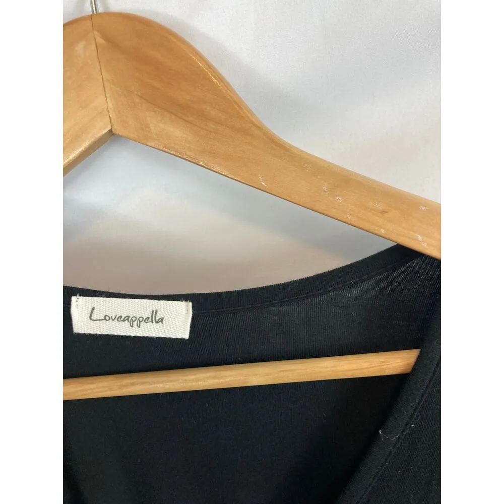 Loveappella Long Sleeve V Neck Black Dress Size Medium - Image 2