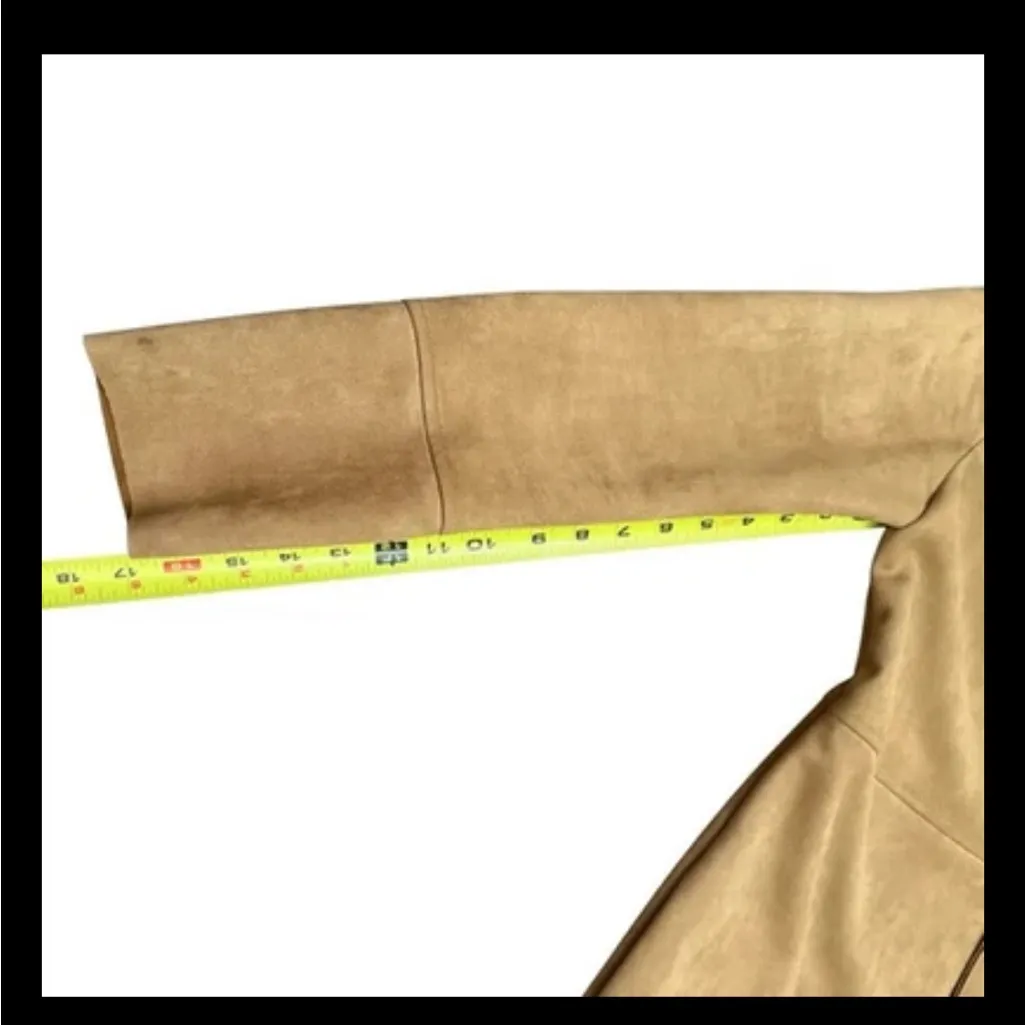 Premise Studio Faux Suede Leather Longline Jacket Trench Coat Camel Tan Size M ECU - Image 10