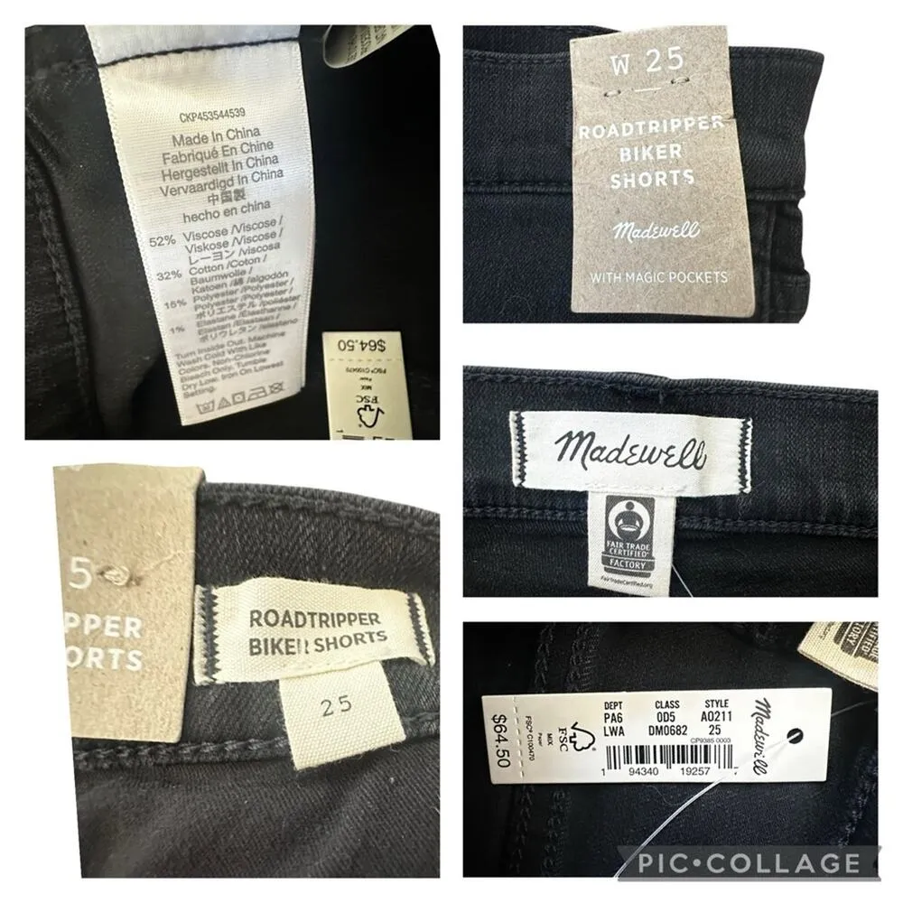 NEW Madewell Roadtripper Supersoft Biker Demin Jean Shorts Raw Hem Size 25 - Image 8