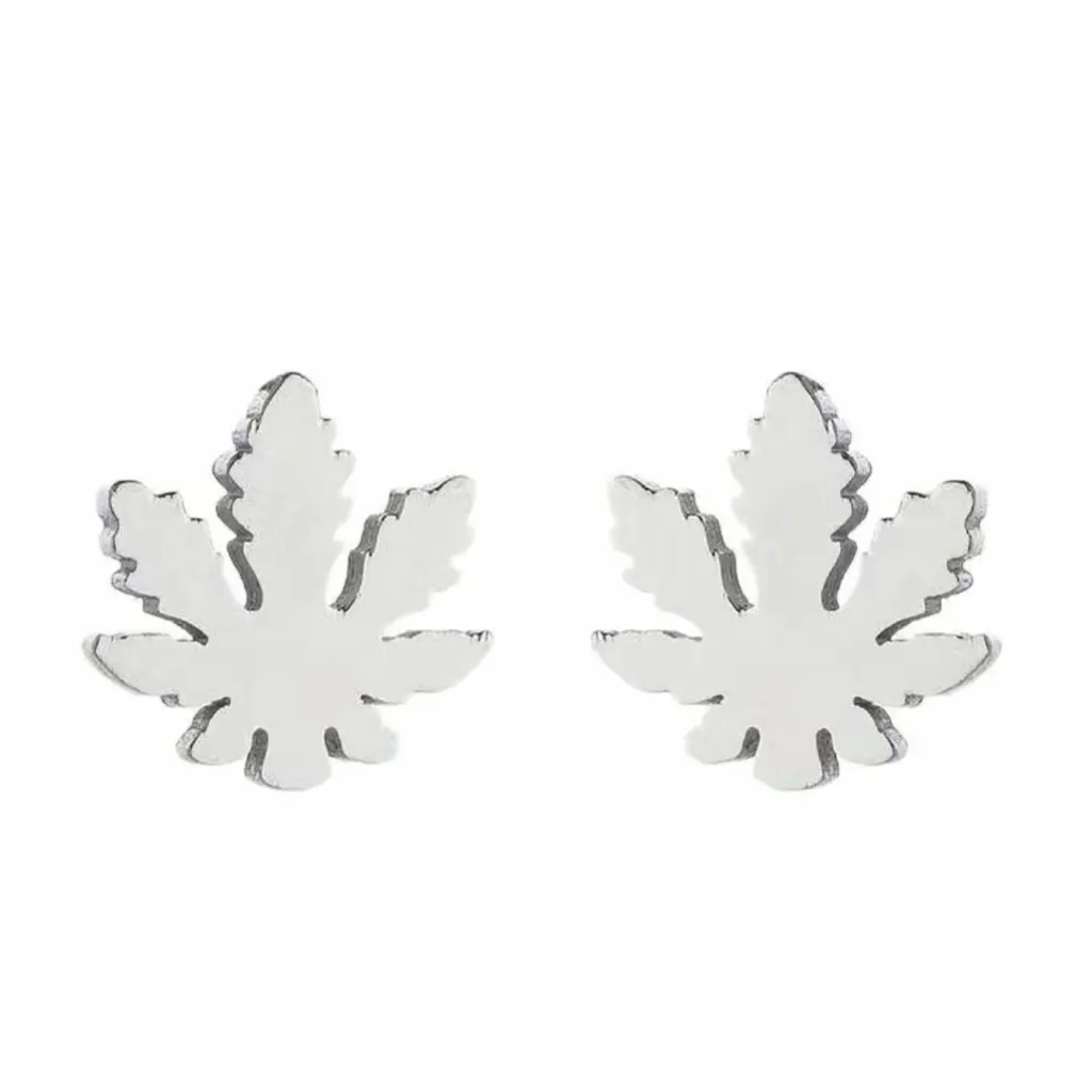 2 pairs plant leaf shape earrings silver/gold plated faux‎ fashion jewelry Gold - Image 4