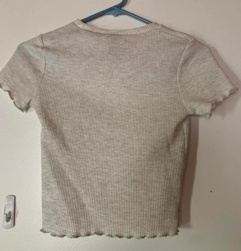 Cropped Waffle Knit Tee - Image 2