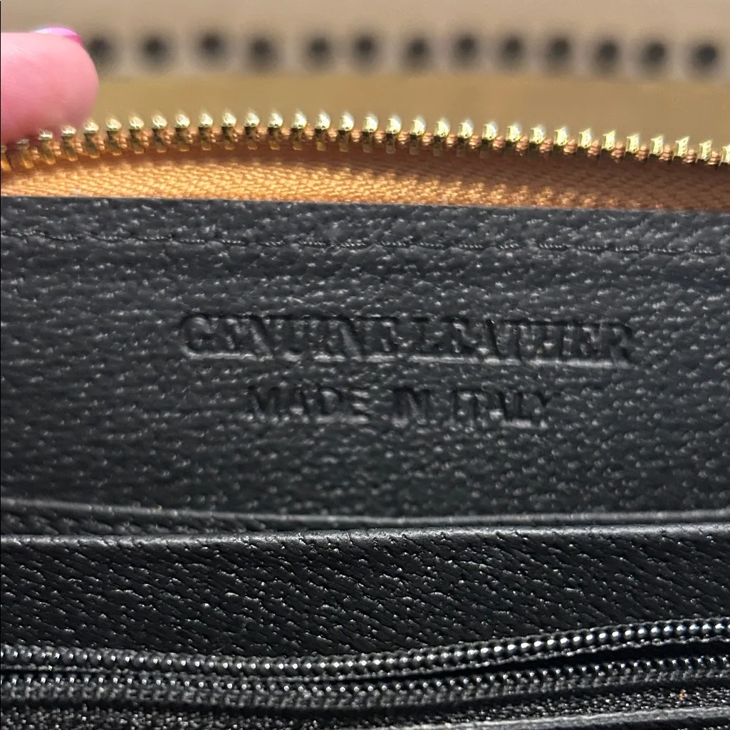 Brown Suede Studded Wallet with Shoulder Strap - Image 5