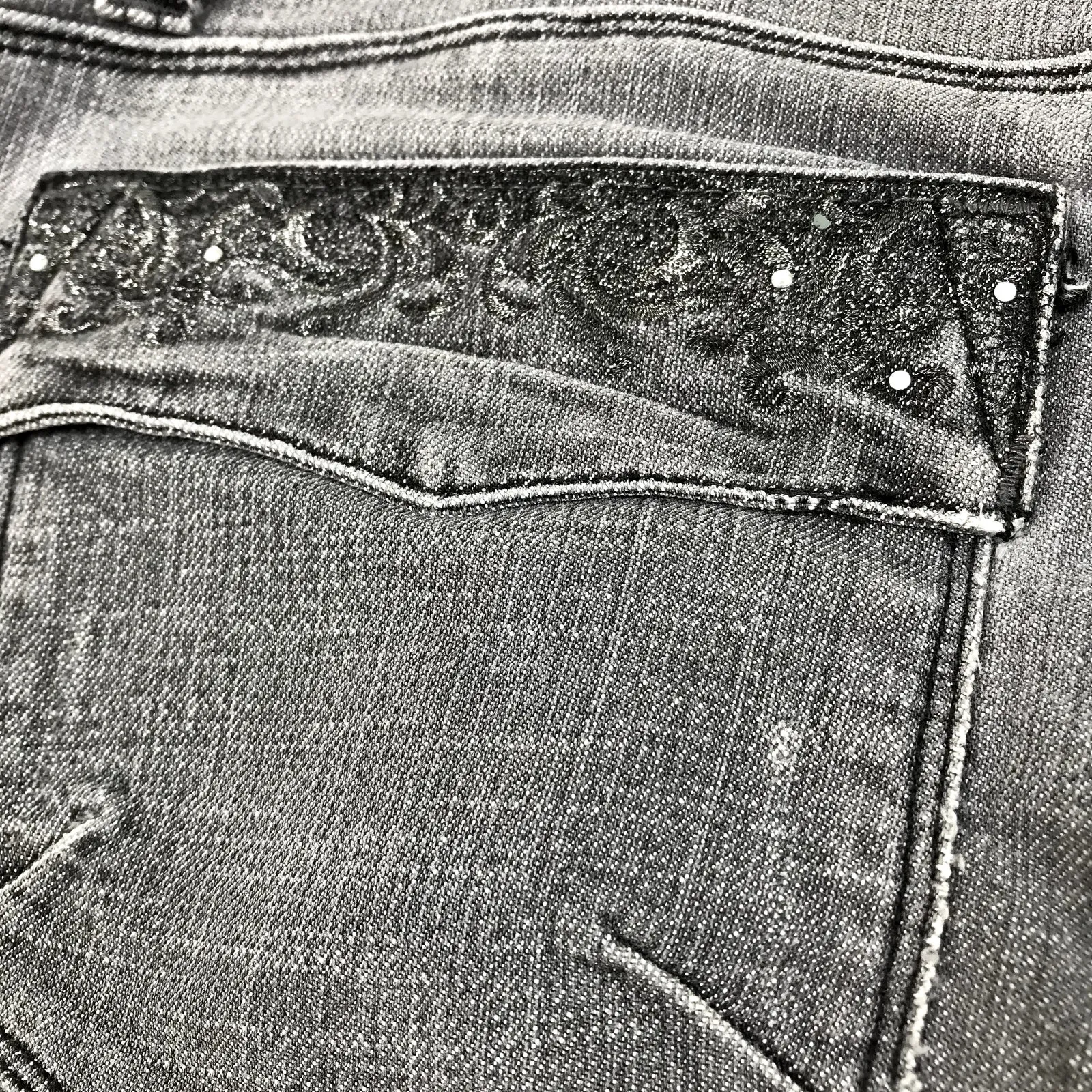 SASSON Jeans VTG Women 16 Bootcut Boogie Grey Embroidery Retro Boho Y2K Grunge Gray - Image 6