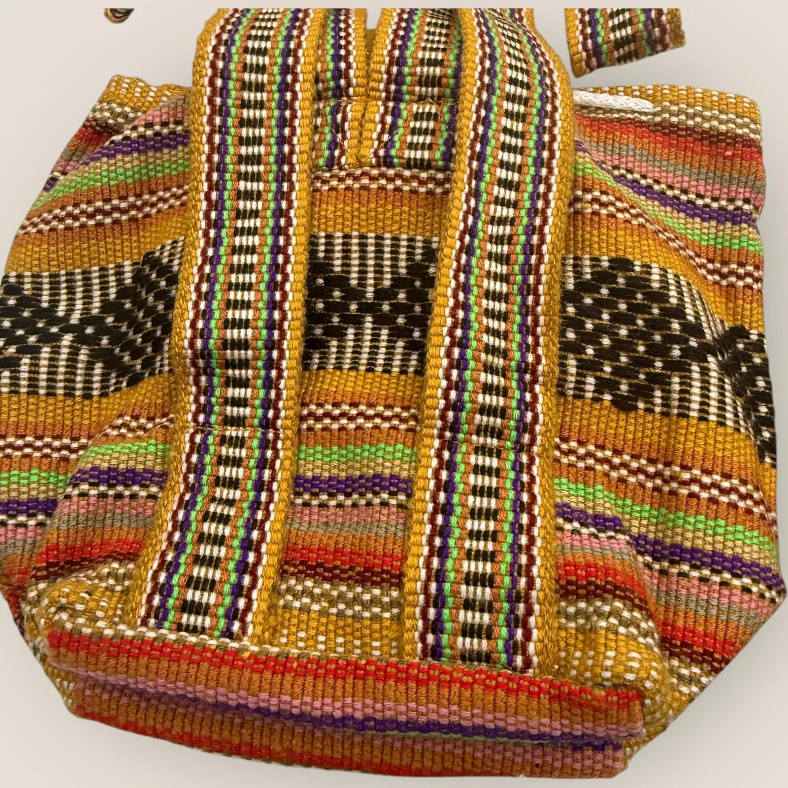 Pinzon Artisanal Escolar Canvas Backpack Handmade Art To Wear Boho Hippie Bag Brown - Image 12