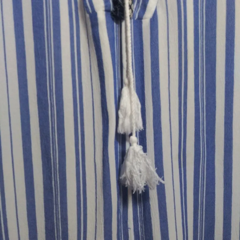 Pink Blush Blue Stripe Beachy Boho Swimsuit Cover Size M - Image 5