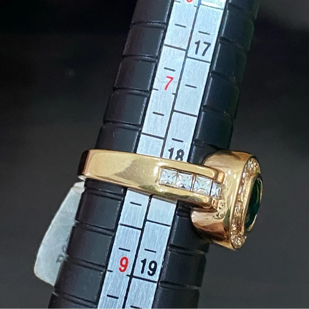 Vintage Square Emerald Green Birthstone Cubic Zirconia CZ Gold - Image 10