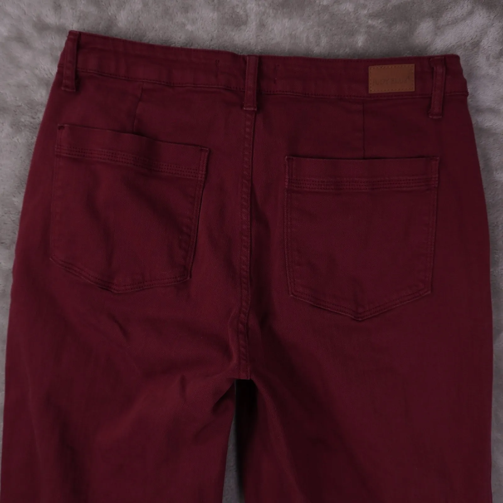 Judy Blue Garment Dyed Wide Leg Jeans Women's 15/32  Burgundy Red City Boho - Image 4