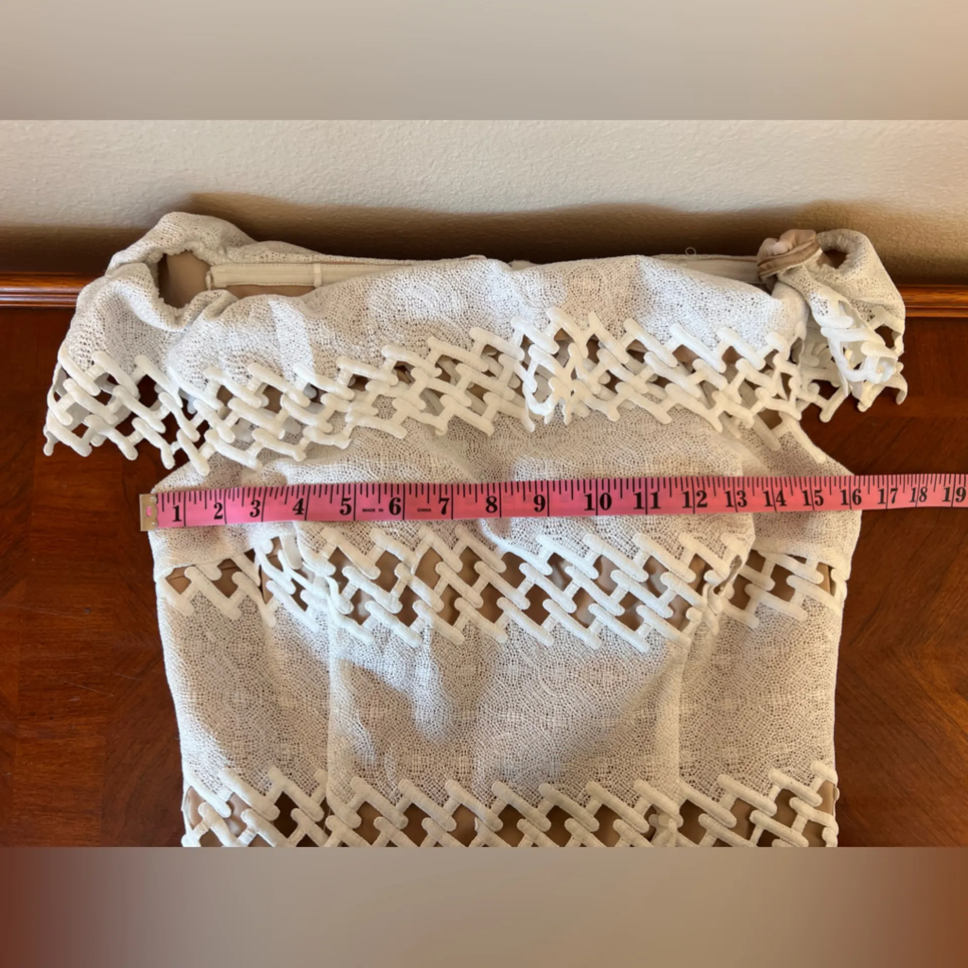 Alberto Makali Cream Off The Shoulder Sheer Lace Dress Size 6 - Image 12