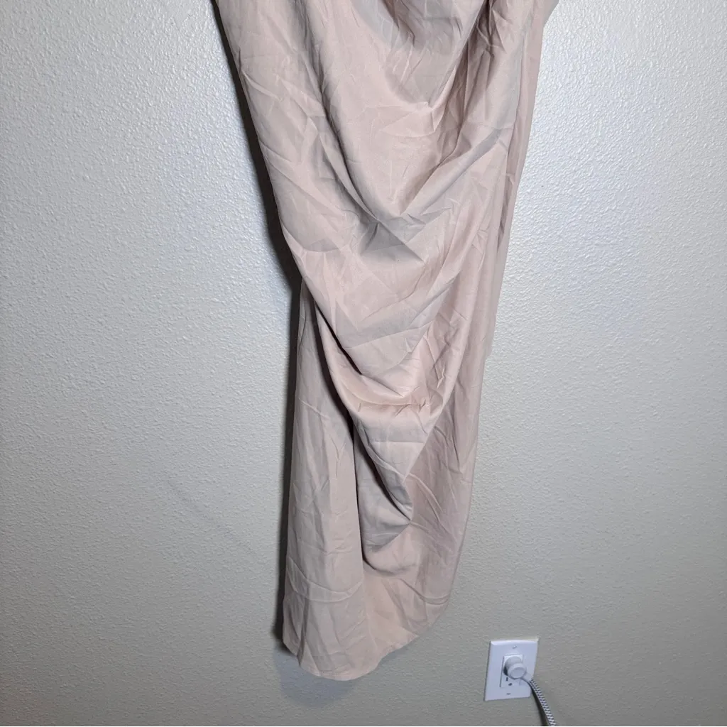 Pretty Little Thing Strapless Ruched Bodycon Midi Dress Womens 12 Tan Baddie NWT - Image 8