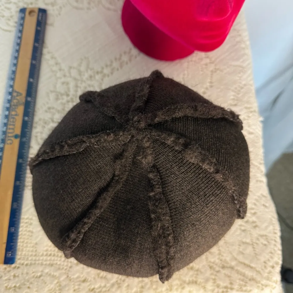Vintage Dark Brown Faux Fur with knit trim statement Hat. No tags - Image 5