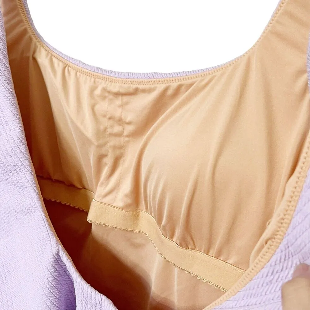 J Crew Swimsuit Purple Square Neck Textured One Piece Purple Womens Size 14 New - Image 8