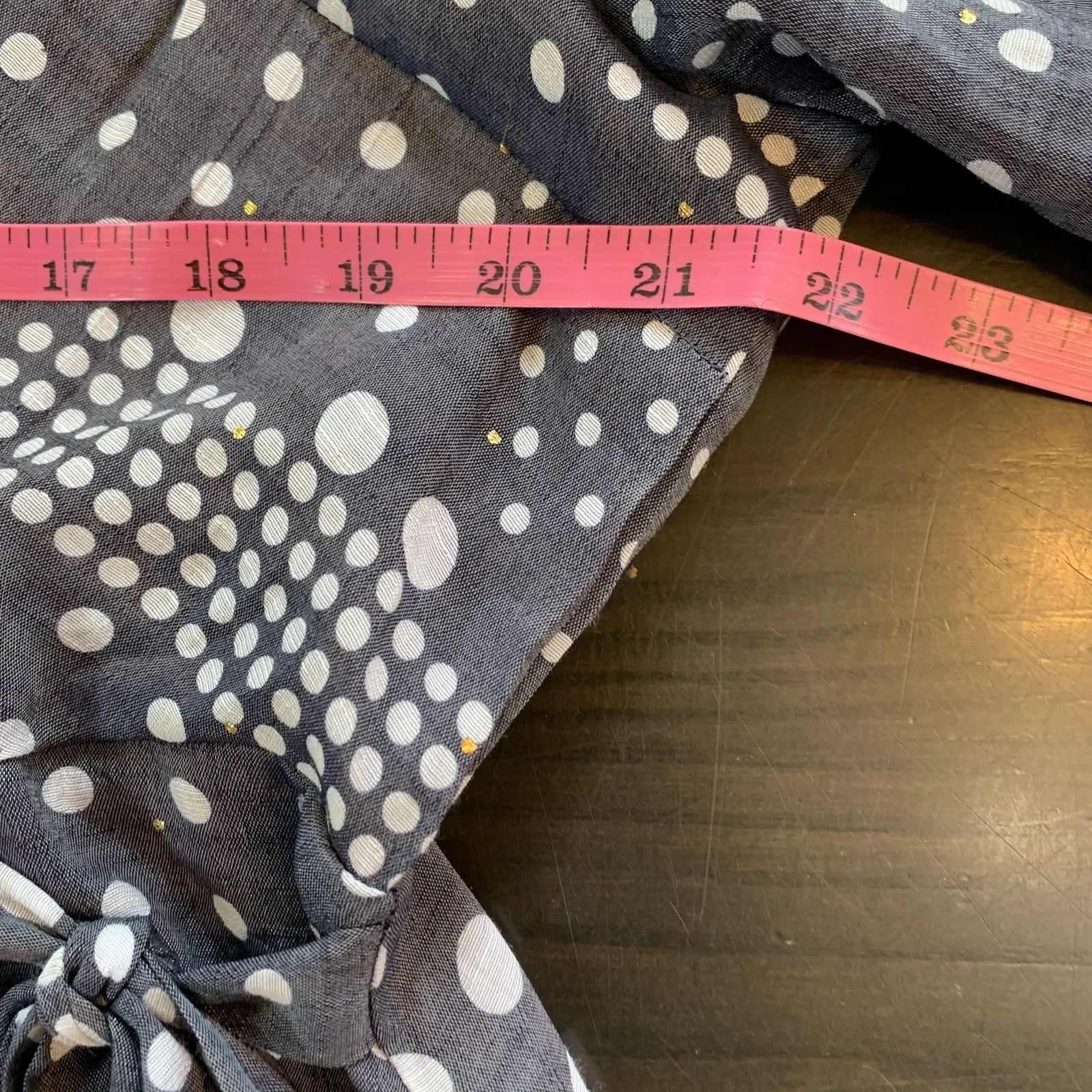 Harve Benard Wrap Top 1X Blue Gold Polka Dots Ballerina Cottage Church‎ Office - Image 8