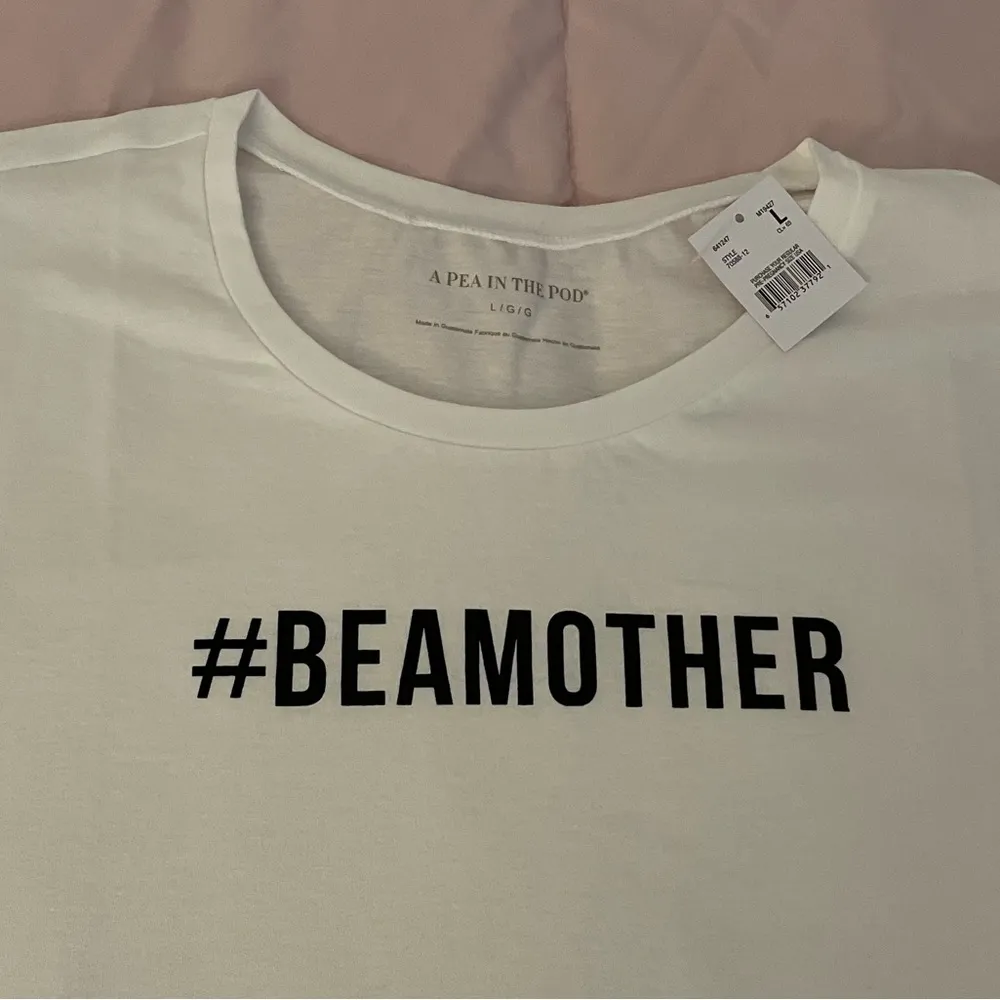 NWT A Pea In The Pod #BeAMother white casual maternity graphic T-shirt, size L - Image 10