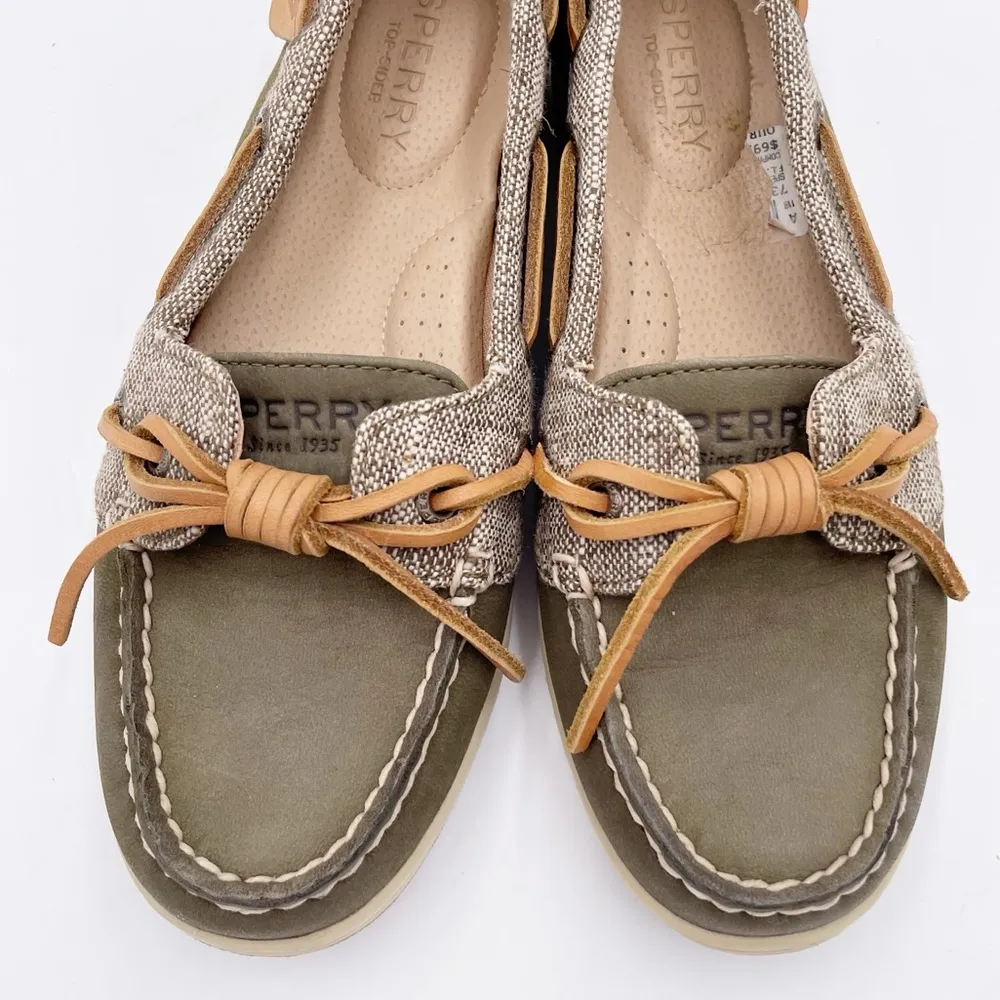 Sperry Top-Sider Barrelfish Boat Shoes Dark Olive Green Leather Women's Size 5 - Image 5