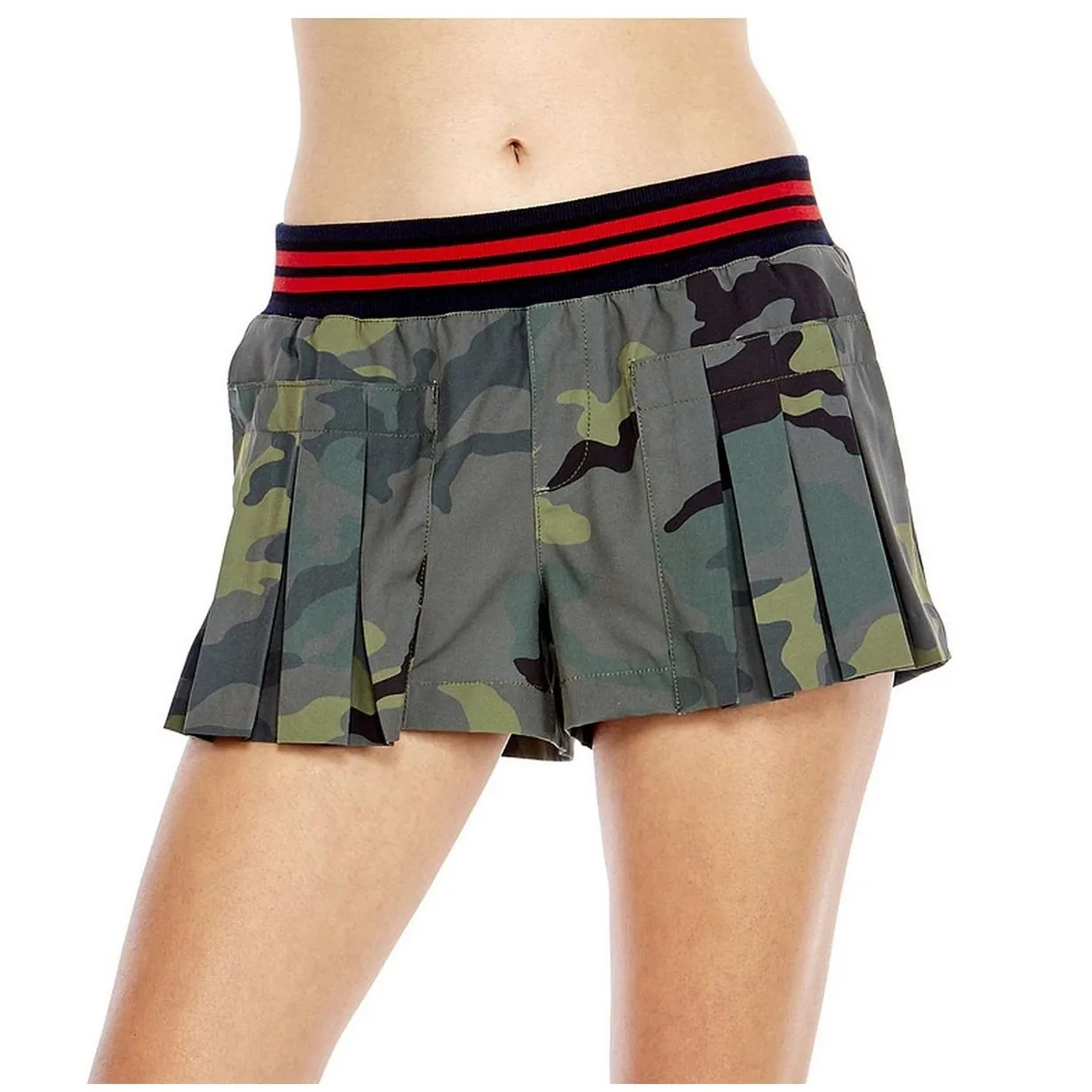 The Upside Y2K Streetwear Camo Pleated Shorts 6 Green Military Bratz Baddie Rave - Image 2