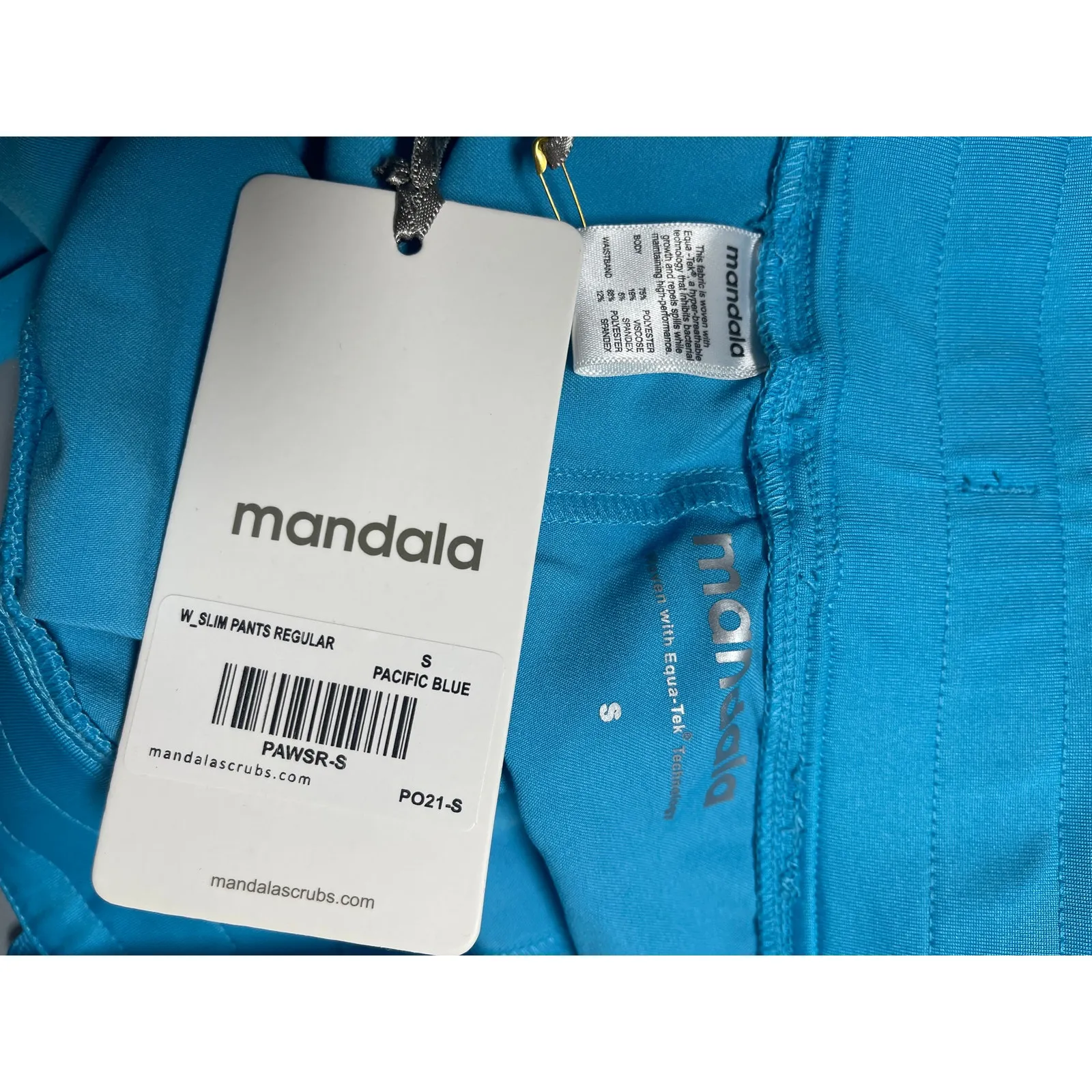 NEW Mandala Women's Pacific Blue Slim Straight Nurse Medical Scrub Pants Size S - Image 3