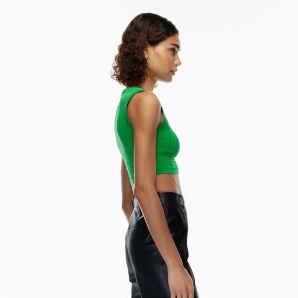 Aritzia Babaton Pointelle Knit Cropped Tank Top Size Small Kelly Green - Image 8