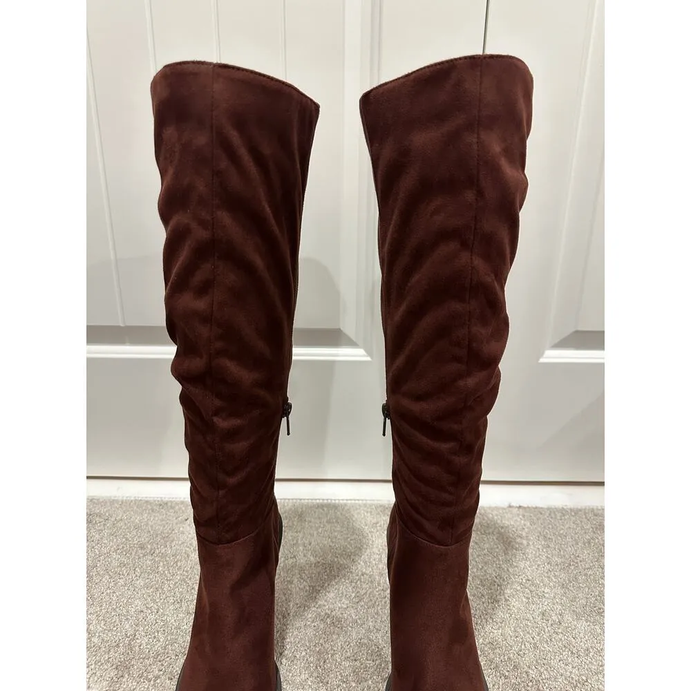 Charles David Wire Tall Boots Brown Microsuede Size 7 NWOB Textile Upper Fall - Image 9
