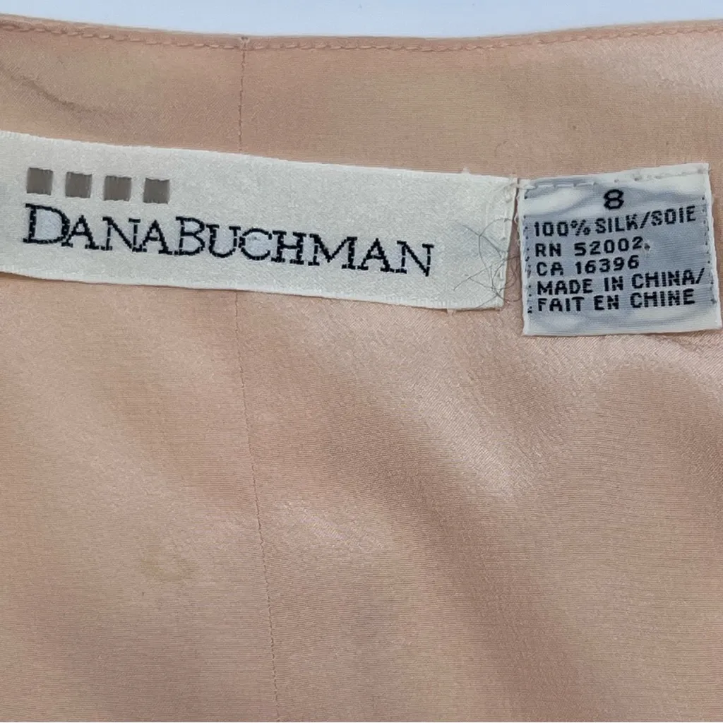 Dana Buchman Summer Light Peach w/Floral Embroidery Silk Tank Top-Size 8 - Image 8