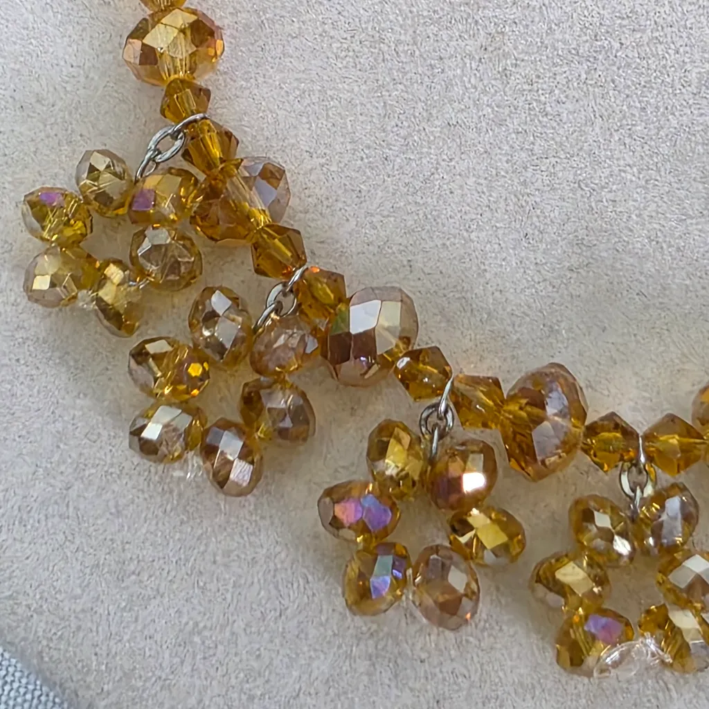 Champagne AB Crystal Bead Necklace Bracelet Earrings Set - Image 5