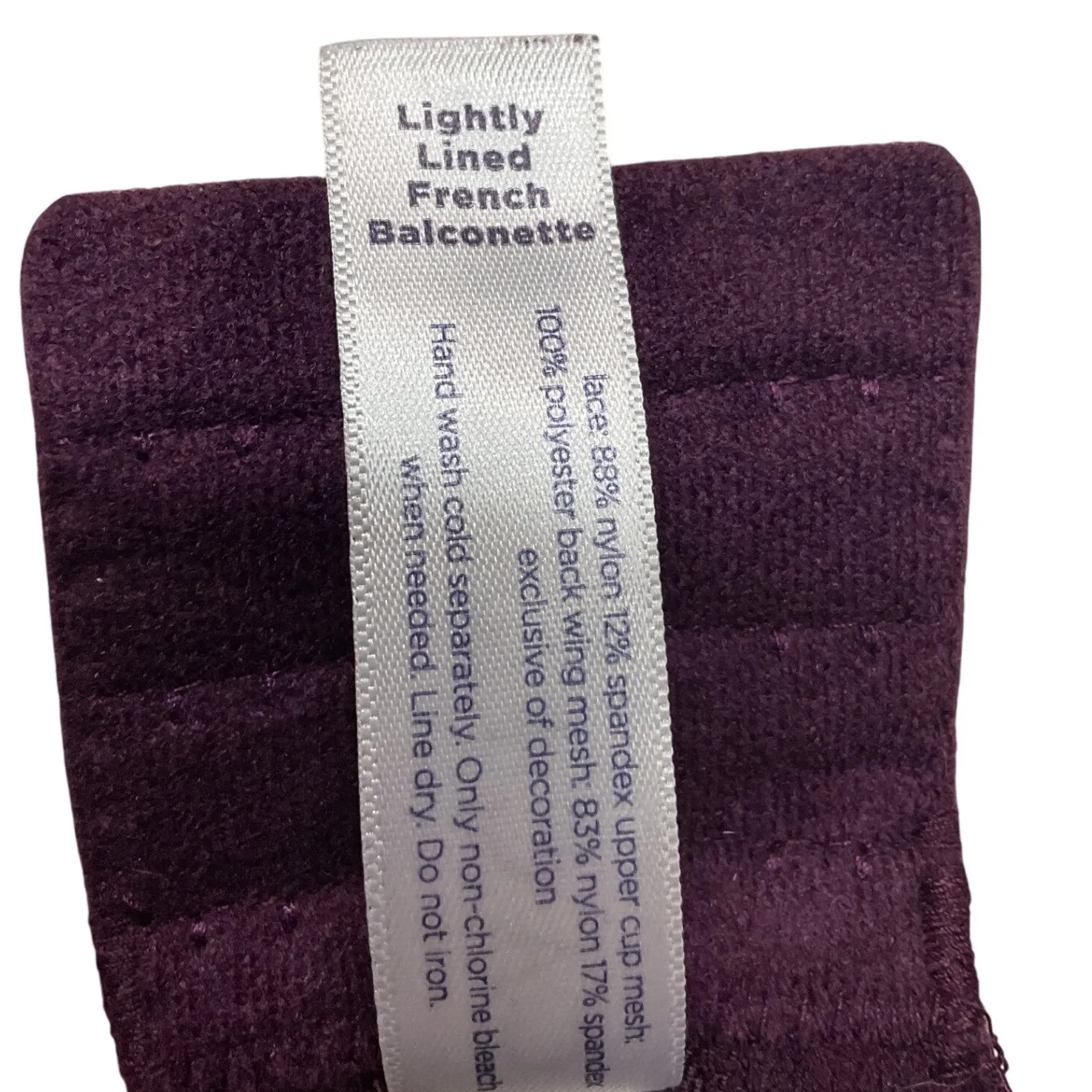 Cacique Laced Lightly Lined French Underwired Balconette Bra Purple Size 40DD - Image 9