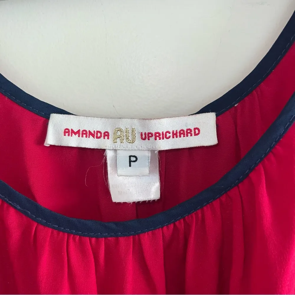 Amanda Uprichard AU Vintage 100% Silk Red Tunic Tank Dress Size: Petite - Image 3