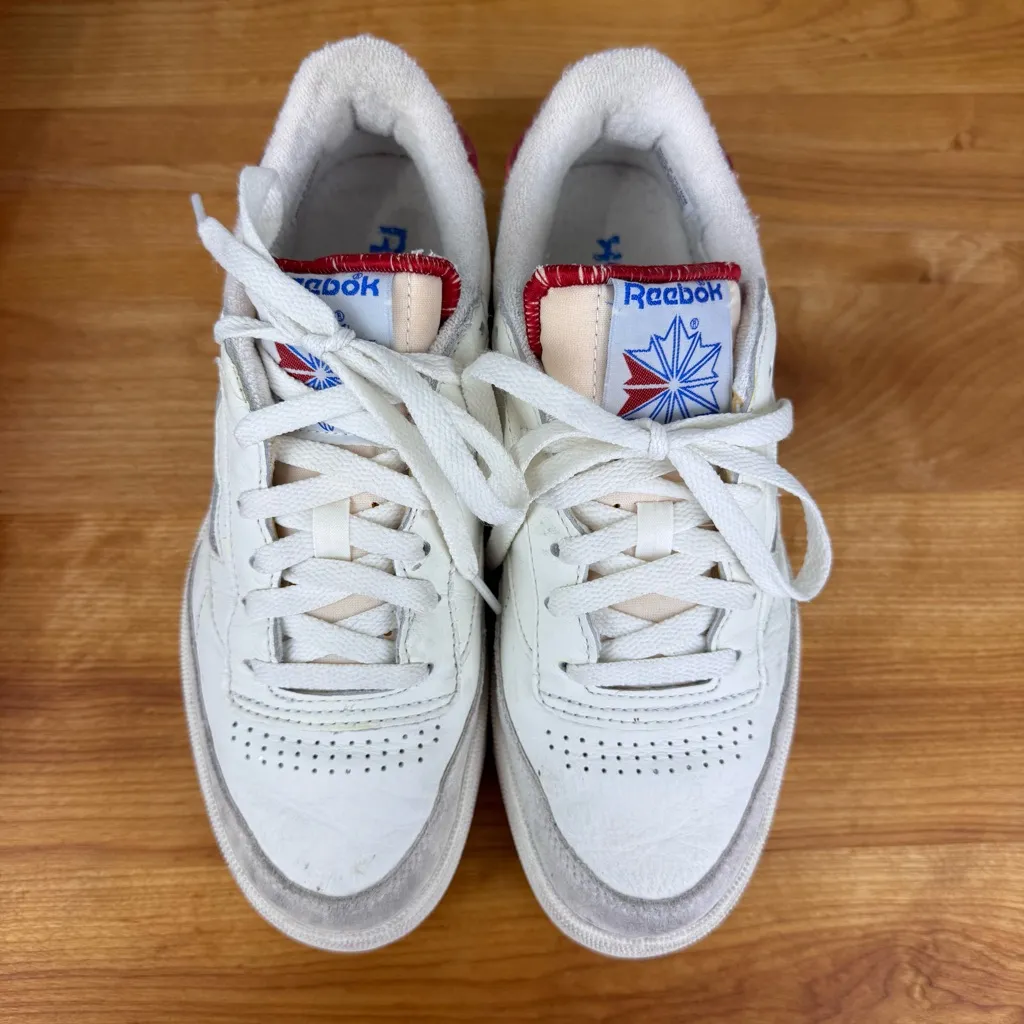 Reebok x Madewell Club C 85 Vintage Sneakers Chalk/Blue/Red M 6.5 W 8 w/ Box - Image 3