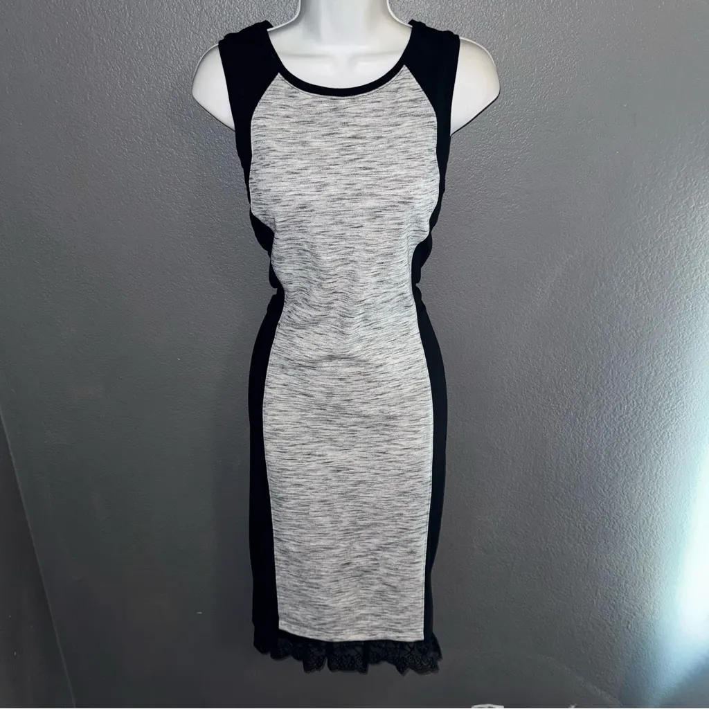 Athleta Gray & Black Pencil Contrast Sleeveless Dress Womens Medium - Image 2