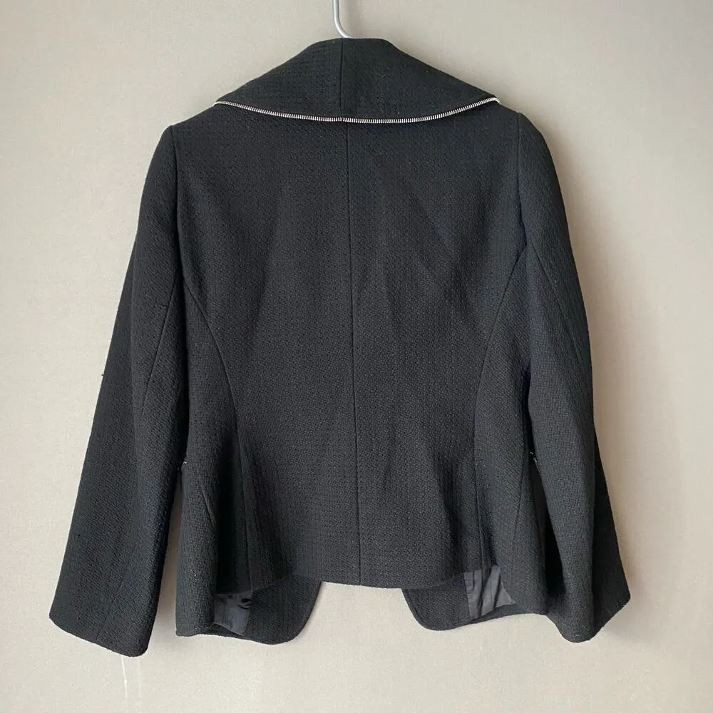 Lafayette 148 sz 8 black wool ruffle‎ mod coat - Image 4