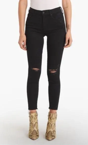 Mother Denim The Looker Ankle Fray Skinny Jeans in Guilty As Sin Sz 25 Gray Wash - Image 1