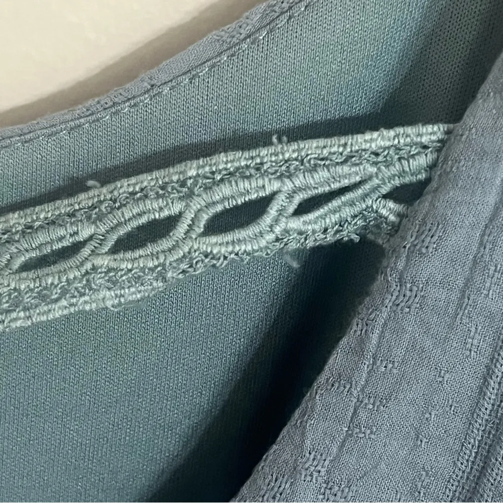 Women’s Doe & Rae‎ Crochet Detail Layered Summer Dress Size Large Dusty Blue - Image 13